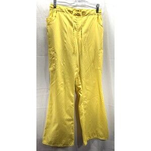 Reina Womens Yellow Flare-Leg Scrub Pants Size Medium
